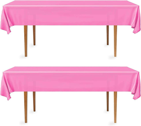 DecorRack 2 Pack Rectangular Tablecloths, 54 x 108 inch, Fuchsia Pink Plastic for Parties, Picnic, Camping