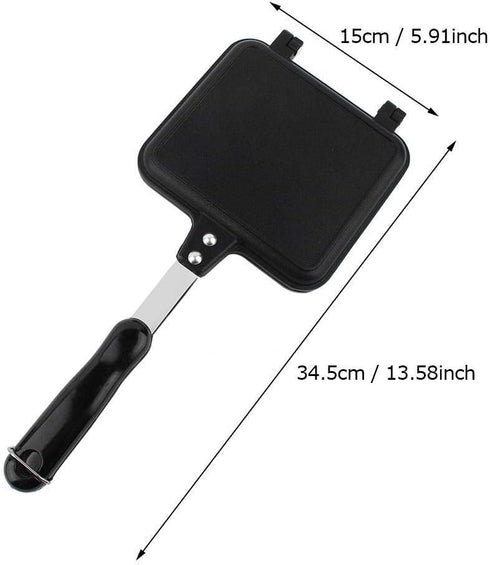 Double-Sided Non-stick Frying Pan, Grill Pan, Waffle Maker for Cake, Toast, Sandwich, Snack Griddle