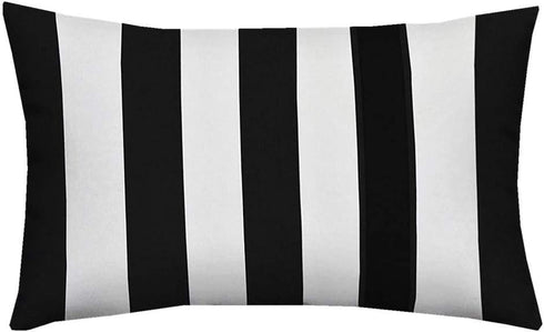 Leaveland Set of 2 12x20 Inch White and Black Stripe Cotton Polyester Square Throw Pillow Case for Home Decor