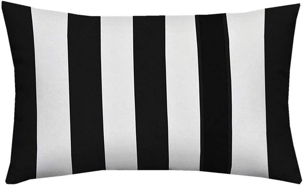 Leaveland Set of 2 12x20 Inch White and Black Stripe Cotton Polyester Square Throw Pillow Case for Home Decor