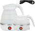 Foldable Electric Travel Kettle - Portable Silicone Collapsible Water Boiler and Tea Pot for Camping, White