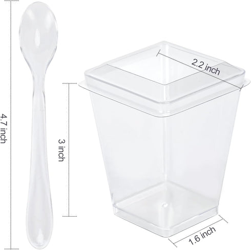 EASERCY 50 Pack 5 oz Plastic Dessert Cups with Lids, Yogurt Parfait/Appetizer Cup with Lids for Party, Mini Dessert
