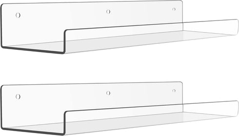 upsimples Acrylic Shelves for Bathroom Storage, 15" Floating Shelves Wall Organizer for