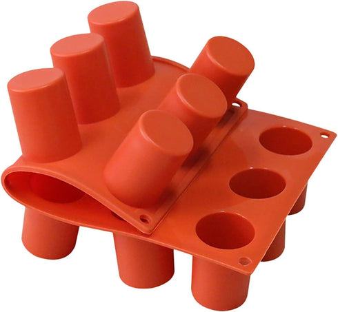 TOPYS 15 Cavities Cylindrical Fondant Silicone Mold, DIY Cylinder Pastry Cupcake Jelly Mousse Pan
