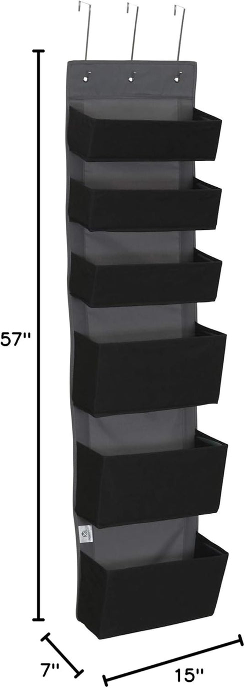 6 Household Essentials Black Pouch Fabric Over The Door Organizer