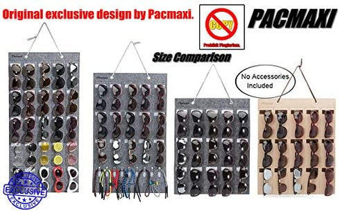 PACMAXI Sunglasses Storage Organizer, Wall Pocket Mounted Eyeglasses Holder, Hanging Eyewear Display (Grey, 25 Slot)
