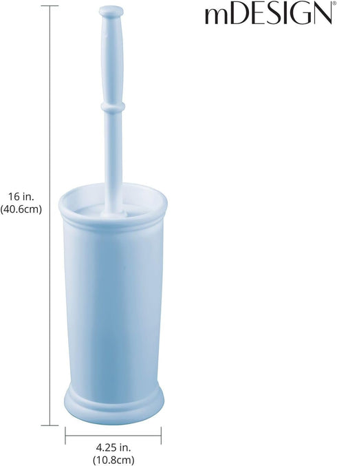 mDesign Toilet Bowl Brush and Holder - Covered Bathroom Toilet Brush - Standing Toilet Bowl Scrubber in Modern Holder