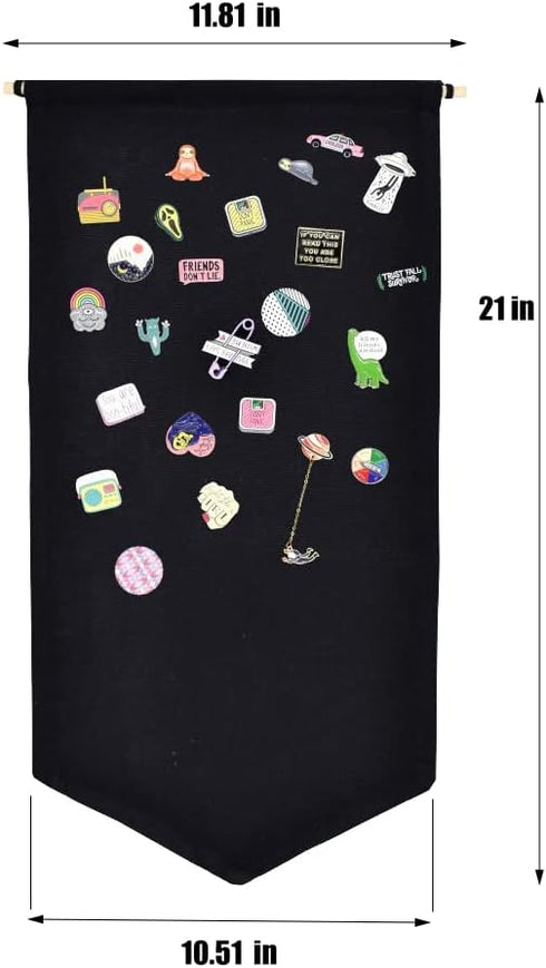 2PCS Wall Hanging Brooch Jewelry Storage Case, Canvas Display Stand for Earrings Necklace Organizer