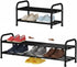 2-Tier Expandable Shoe Rack, 17.3"-31.5" Adjustable Length Metal Shoe Organizer, 9.4" Slim