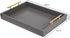 16"x12" Decorative Coffee Table Ottoman Trays Modern Wood Elegant Rectangle Glossy Shagreen Serving Trays with Gold