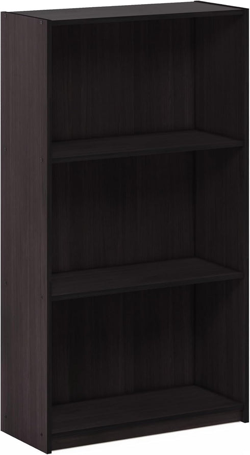 Furinno Basic 3-Tier Bookcase Storage Shelves in Dark Walnut
