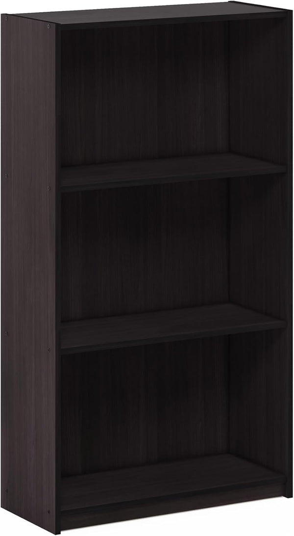 Furinno Basic 3-Tier Bookcase Storage Shelves in Dark Walnut