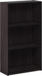 Furinno Basic 3-Tier Bookcase Storage Shelves in Dark Walnut