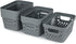 Glad Plastic Baskets for Organizing, Set of 6 Nesting Shelf Bins with Handles, 1 Gallon, Grey