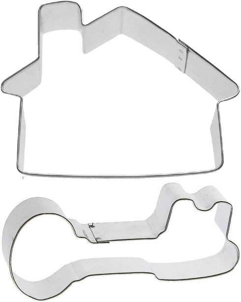 House & Antique Key Realtor Cookie Cutter Set, 2 Piece Tin Plated Steel, Made in the USA