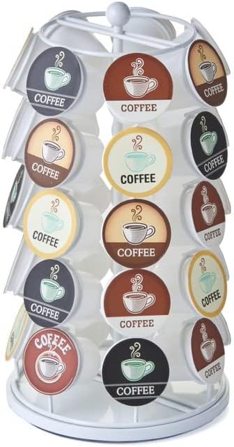 Nifty K Cup Holder for K-Cups, 35 Pod Carousel, 360-Degree Spins, Modern White Kitchen Organizer