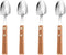Retro Wooden Handle Spoon, Shovel Shape Stainless Steel Spoons, 4 Pcs Ice Cream Fruit Spoons