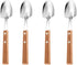 Retro Wooden Handle Spoon, Shovel Shape Stainless Steel Spoons, 4 Pcs Ice Cream Fruit Spoons