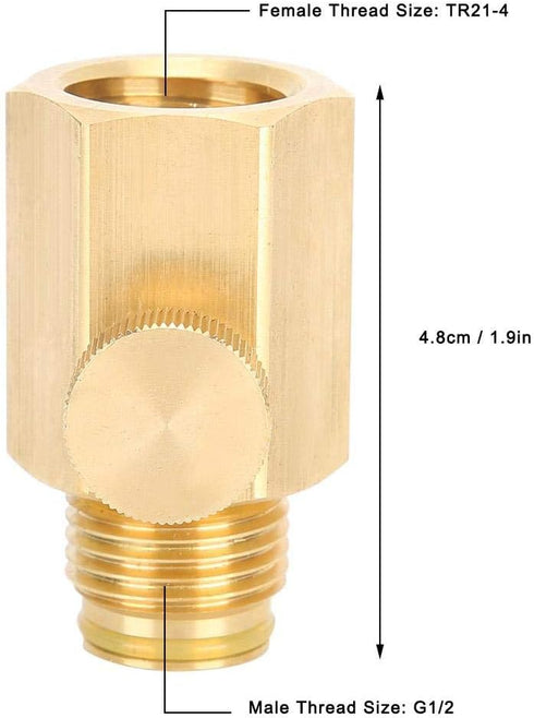 Brass Soda Cylinder Adapter Valve, Female Thread TR21-4 to Male Thread G1/2 Conversion Kit for Homebrewing