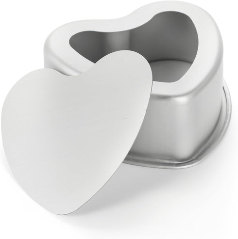 Youeon 3 Pcs Aluminum Heart Shaped Cake Pans, Nonstick with Removable Bottom, 4/6/8 Inch Baking Molds for Parties