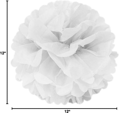 Wrapables Set of 18 Tissue Pom Pom Party Decorations for Weddings, Baby Showers, Nursery Decor - Pink/Gold/White