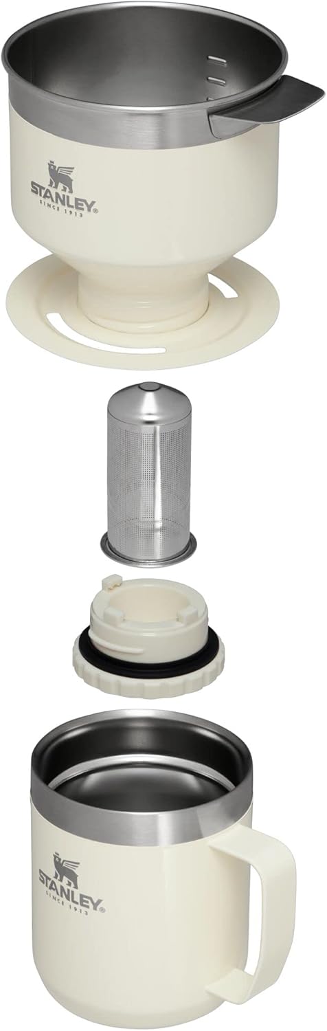 Set 12 oz STANLEY Perfect Brew Pour Over | Camp Mug with Lid Included | Drip Coffee Maker with Reusable Filter |