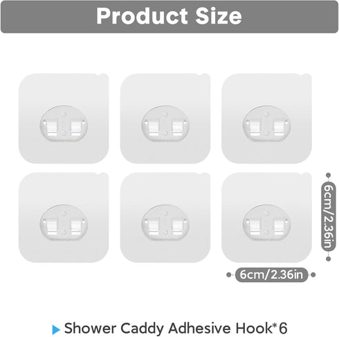 6 Pack Lsnisni Shower Caddy Adhesive Replacement, Strong Adhesive Hooks for Shower Shelf, Waterproof Adhesive Hooks, No
