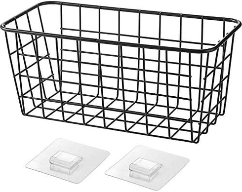LeleCAT 3 Set Black Adhesive Over the Cabinet Door Wire Baskets for Kitchen, Pantry, Bathroom Shelf Storage