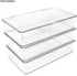 Isaac Jacobs Small Stackable Organizer Bin, Clear Storage Box with Hinged Lid, 10.75” x 6.5” x 2.4”, Home Office