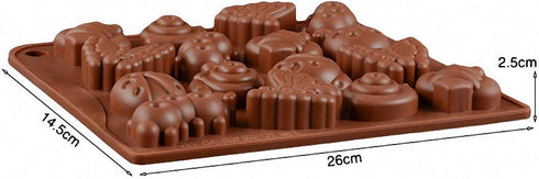 2Pcs 16 Cavity Insect Silicone Molds - Butterfly Snail Ladybug Bee Chocolate Candy Mold