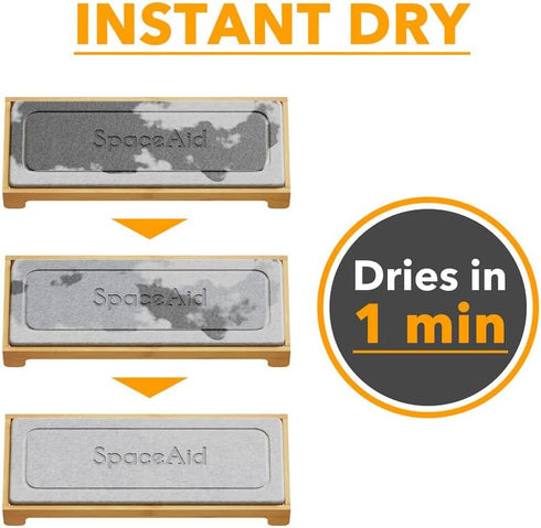 SpaceAid DryingNeat Instant Dry Sink Caddy Organizer, Kitchen Sponge Soap Holder Dispenser, Bamboo Gray