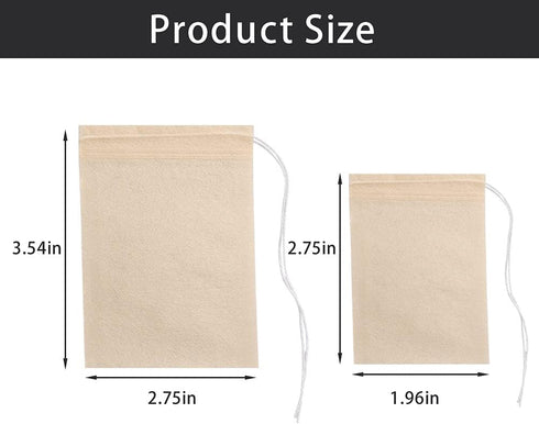 200 (3.54x2.75 inch/1.96x2.75 inch) Pcs Loose Leaf Tea Bags, Disposable Tea Filter Bags with Drawstring Unbleached Tea