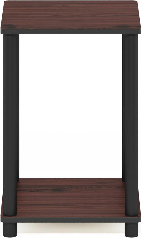 2-Tier Furinno TURN-N-TUBE Side Table, Modern Square End Table with Open Shelf, Toolless Night Stand, Bedside Table