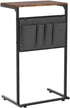 Vantic C Shaped End Table, Small Couch Side Table with Storage Bag, Rustic Brown Metal Frame for Living Room