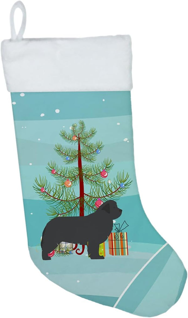 Caroline's Treasures BB2982CS Newfoundland Merry Christmas Tree Stocking - Fireplace Hanging Holiday Decor