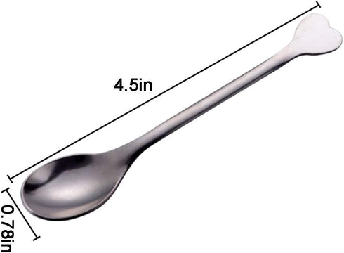 Mini Dessert Spoons Set of 10, Stainless Steel Demitasse Spoons Mini Espresso Coffee Spoons, Small Spoons for Dessert, Tea, Appetizer - Heart-shaped Handle, 4.5-Inch