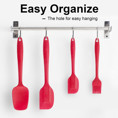 Rubber Spatula Set of 4, Silicone Heat Resistant Spatulas with Stainless Steel Core for Cooking and Baking