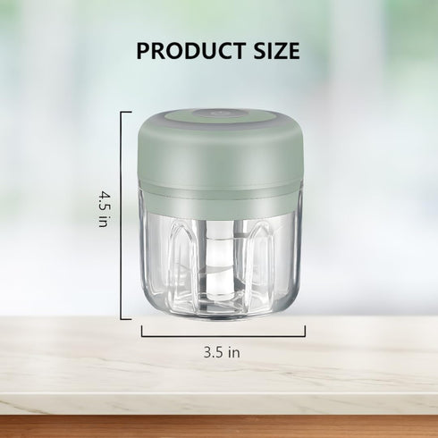 Mini Electric Food Processor and Garlic Chopper - 250ML, USB Charging, 3 Blades for Chopping Vegetables, Garlic, Meat