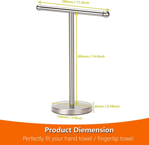 Heavy Stainless Steel Base Hand Towel Holder Stand, T-Shape Free-Standing Towel Rack for Bathroom