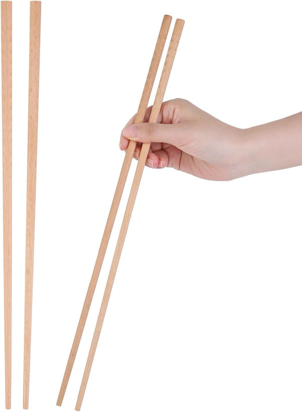 16.5 Inches Extra Long Cooking Chopsticks, 2 Pairs Anti-Slip Reusable Wooden Kitchen Sticks for Noodles & Hotpot