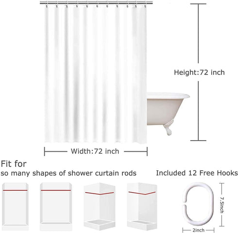 SPXUBZ Black Grey Shower Curtain Set for Bathroom, 72x72 inch Ombre Decor with 12 Hooks, Waterproof