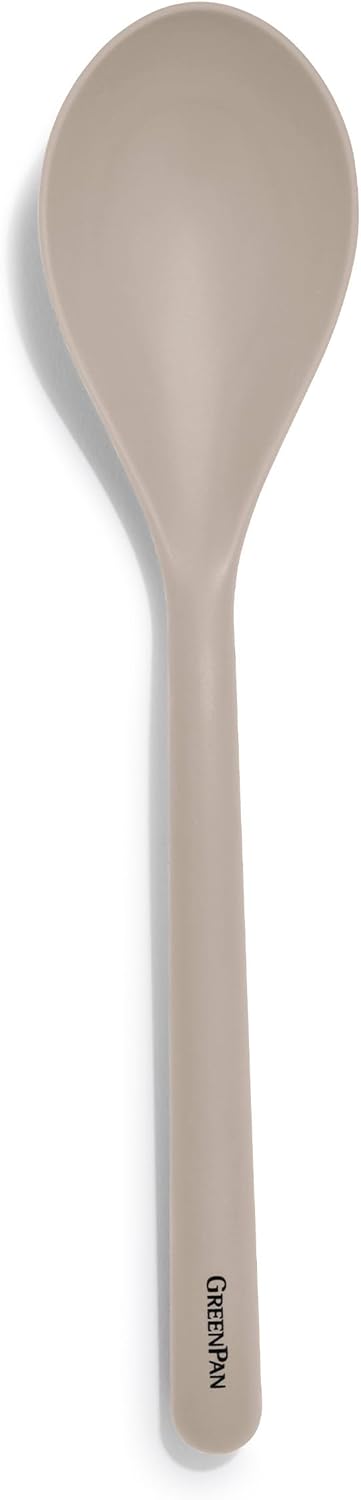 GreenPan Silicone Solid Spoon, Mixing, Stirring, Serving Kitchen Utensil, Heat-Resistant, Taupe