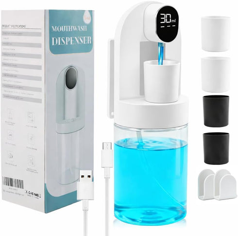 Rudnia Mouthwash Dispenser for Bathroom, Automatic Mouthwash Dispenser, 20.29 oz Touchless Electric Wall