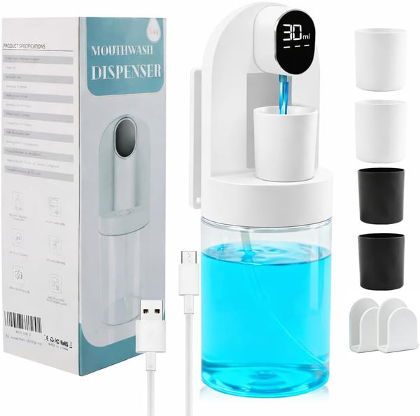 Rudnia Mouthwash Dispenser for Bathroom, Automatic Mouthwash Dispenser, 20.29 oz Touchless Electric Wall