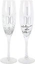 Enesco Our Name is Mud I Do Glittered Wine Glasses - Wedding Champagne Flute, 2 Piece Set, Clear