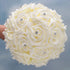 WIFELAI-A Ivory Cream Bouquet with Diamond Soft Ribbons - Artificial PE Rose Bridal Flowers for Wedding, Party, Church