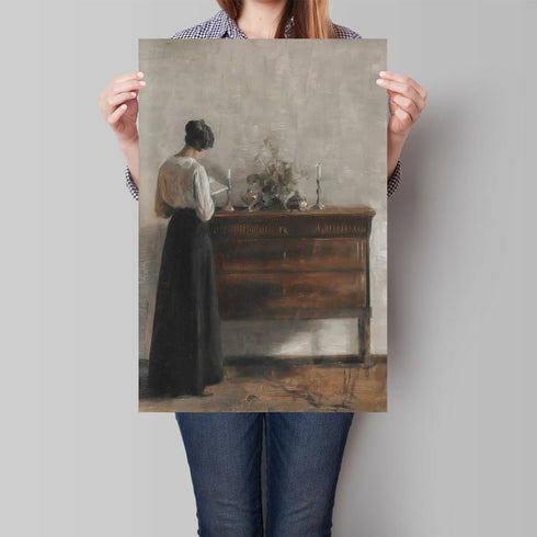 uoyien Vintage Danish Canvas Wall Art Famous Artwork Woman Reading Portrait Oil Painting Dark Academia Aesthetic Print 19th Century Antique Poster Retro Gallery Bedroom Decor 12x16in Unframed