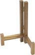 MyGift Plate Display Stand, Rustic Acacia Wood Tabletop Saucer Rack, Folding Picture Frame Holder Easel