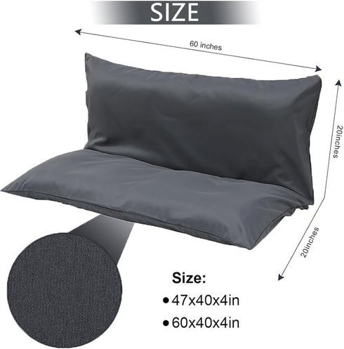 YAQSFGRZ 47"W 40"D 4"T) Three Seat Swing Replacement Cushions Cover ONLY, Anti-Slip Tie Rope Design Bench Cushions