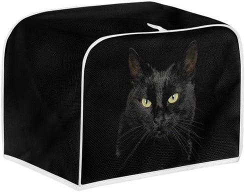 3D Black Cat Toaster Cover Slice Wide Slot, Cute Kitten Kitchen Appliance Cover, Aesthetic Animals Art Universal Size Microwave Toaster Oven Cover - S